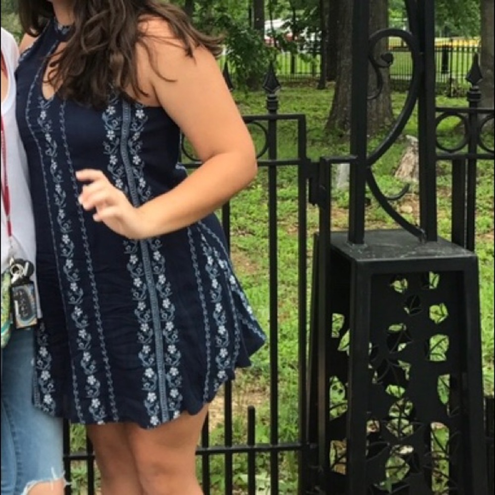 Trixx blue vertical striped dress